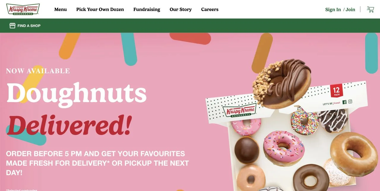 Krispy Kreme Australia — Pastane ve Fırın Adobe Commerce örneği
