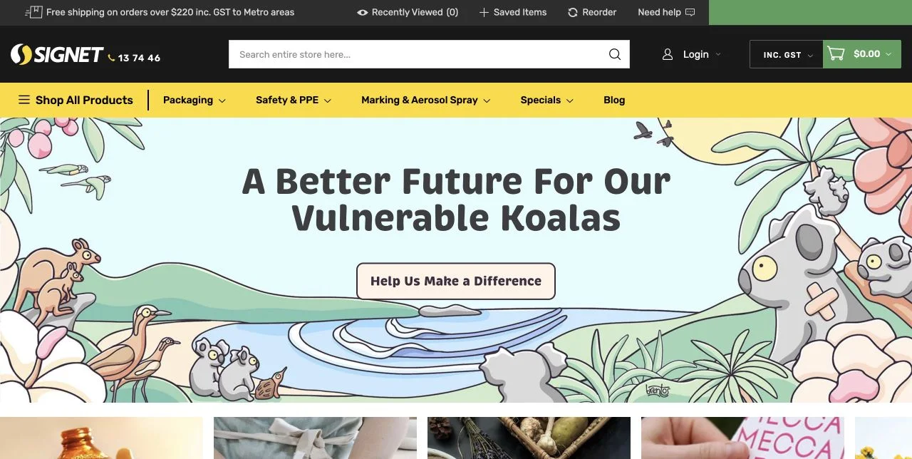 Signet — Ambalaj Adobe Commerce örneği