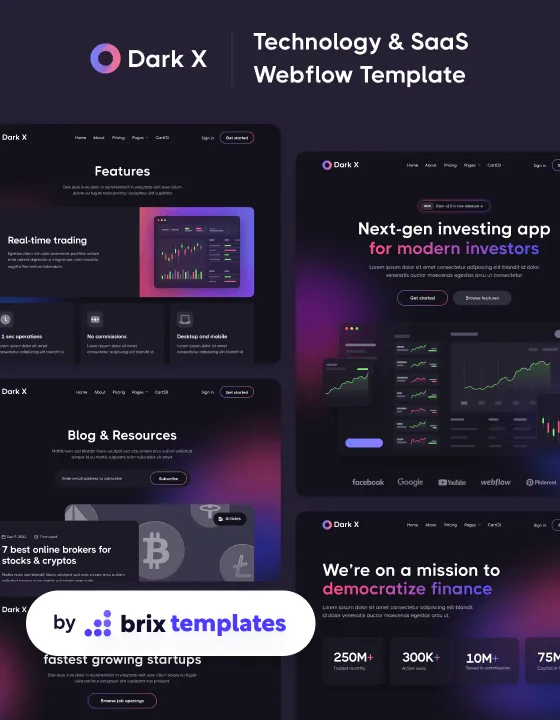 Dark X — SaaS Webflow örneği