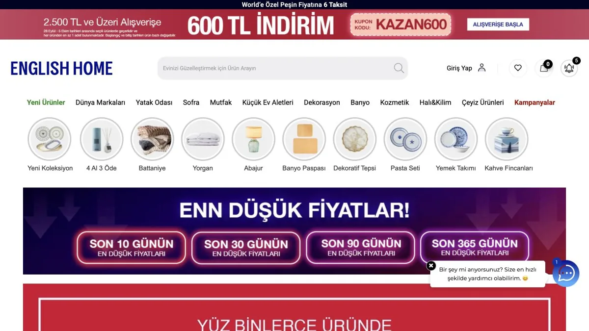 English Home — Ev Tekstili Ticimax örneği