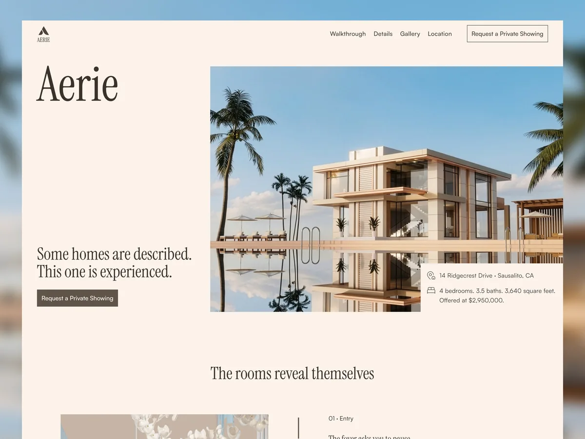 Aerie — Konut ve Proje Lansmanı Framer örneği