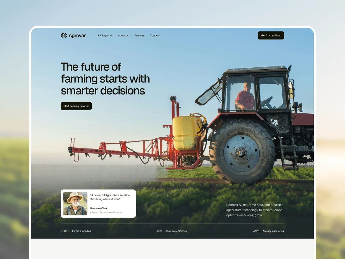Agrovas — Tarım Framer örneği