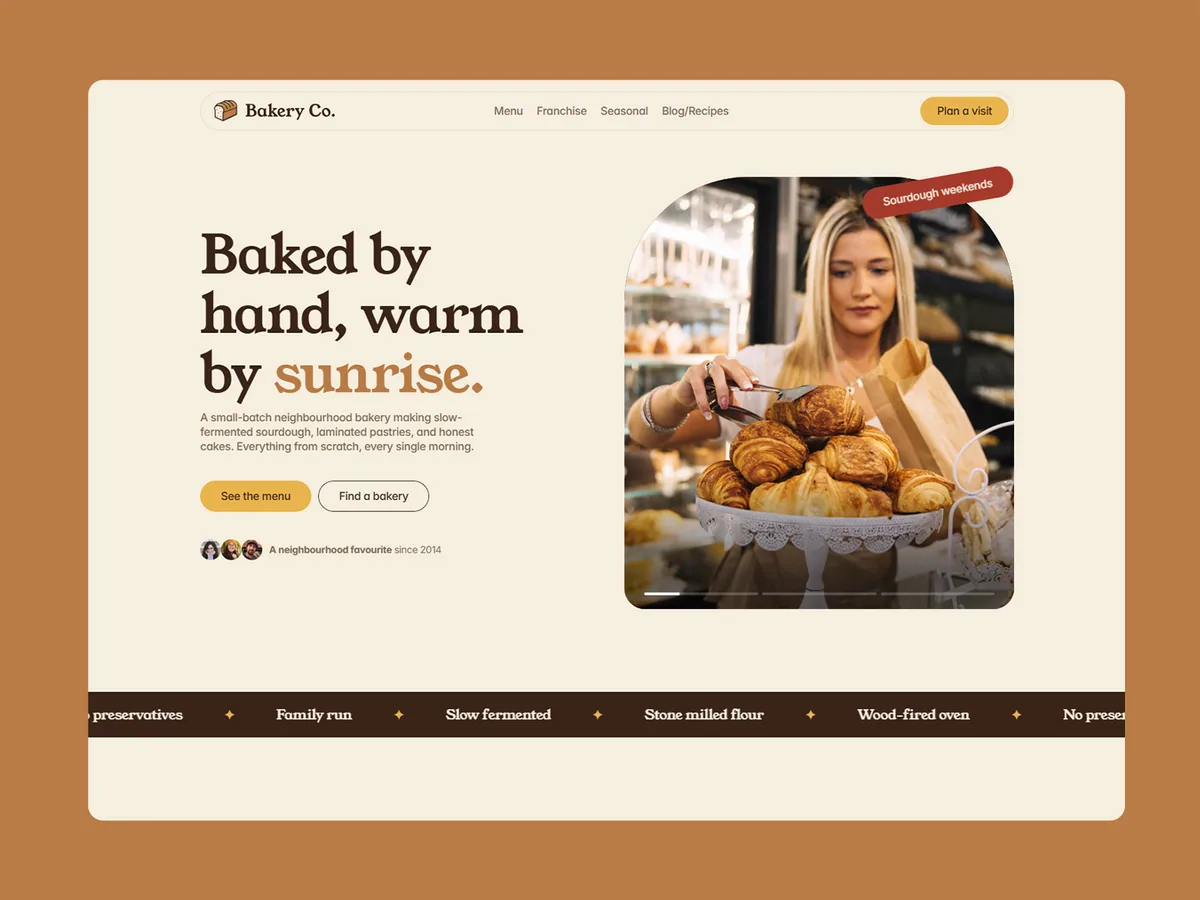 Bakery Co. — Pastane ve Fırın Framer örneği