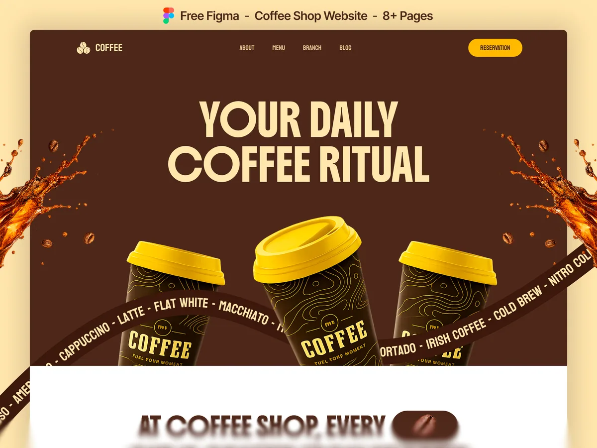 Coffee & Cafe Shop — Framer tasarım önizlemesi