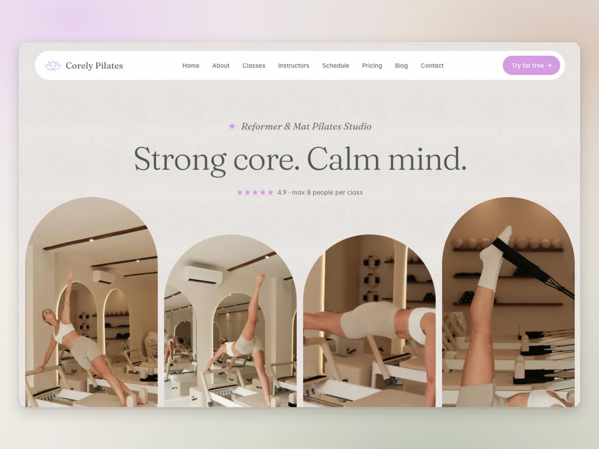 Corely Pilates — Pilates Framer örneği
