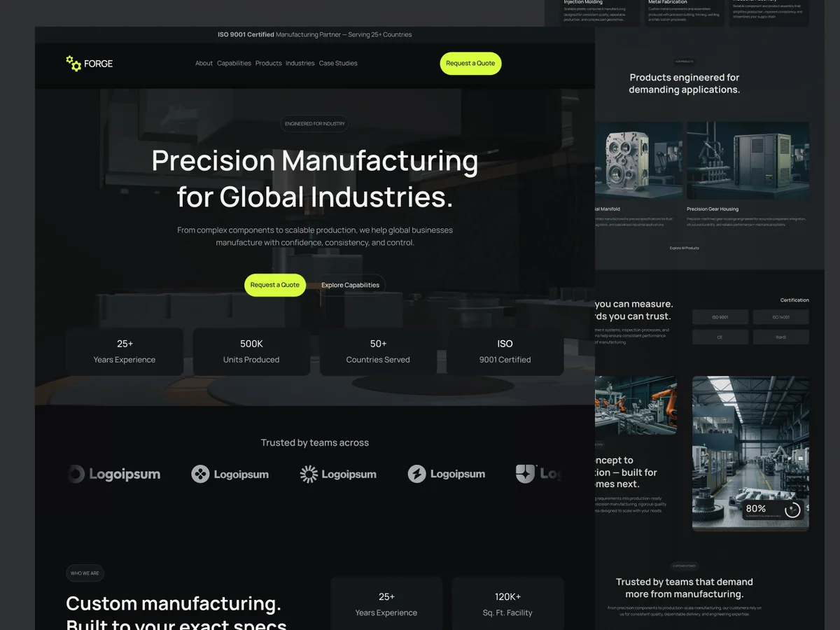 FORGE Manufacturing — Makine ve Endüstriyel Ekipman Framer örneği