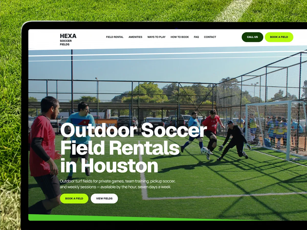 Hexa Soccer Fields — Rezervasyon ve Randevu Framer örneği