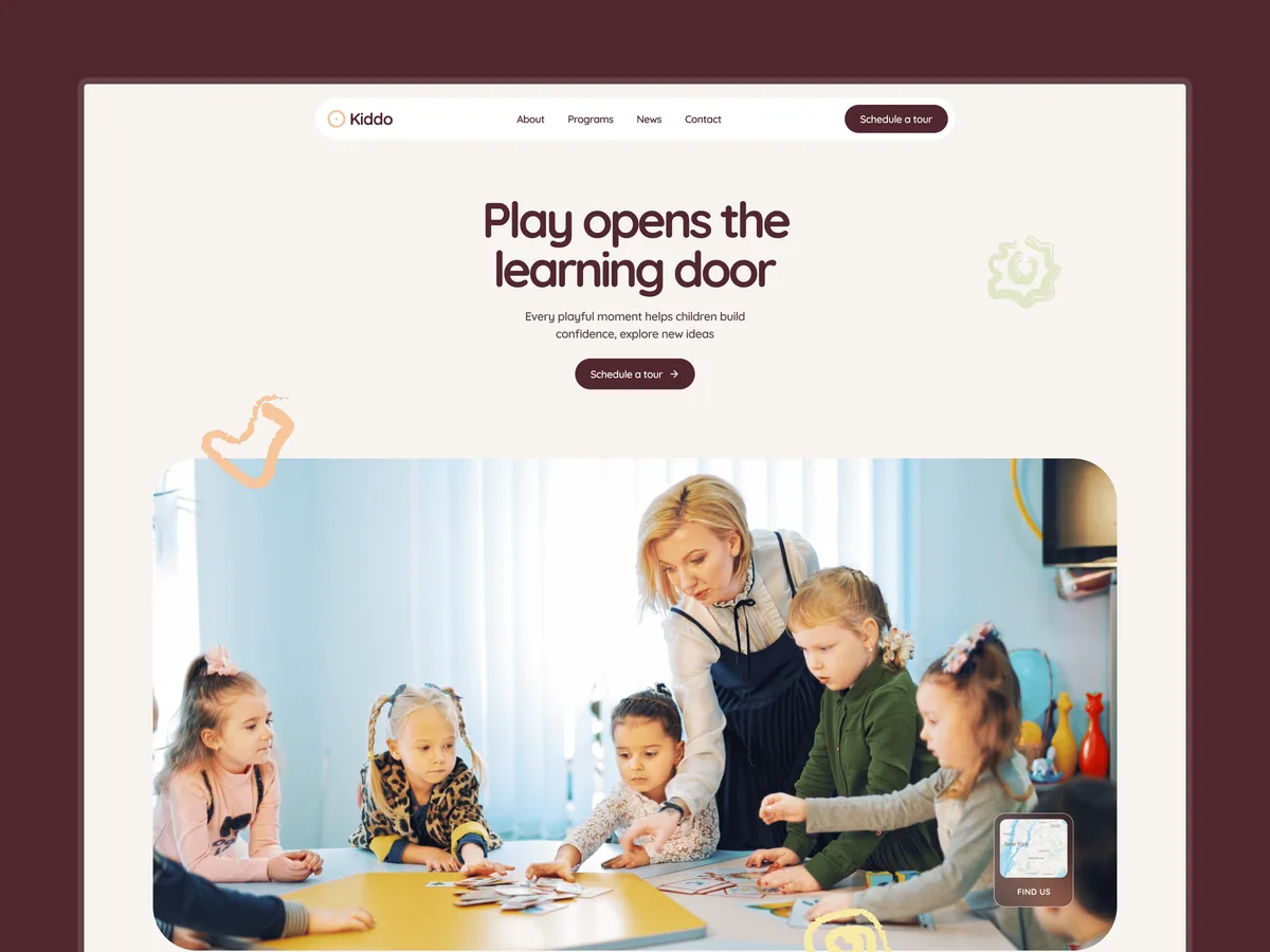 Kiddo — Kreş ve Anaokulu Framer örneği