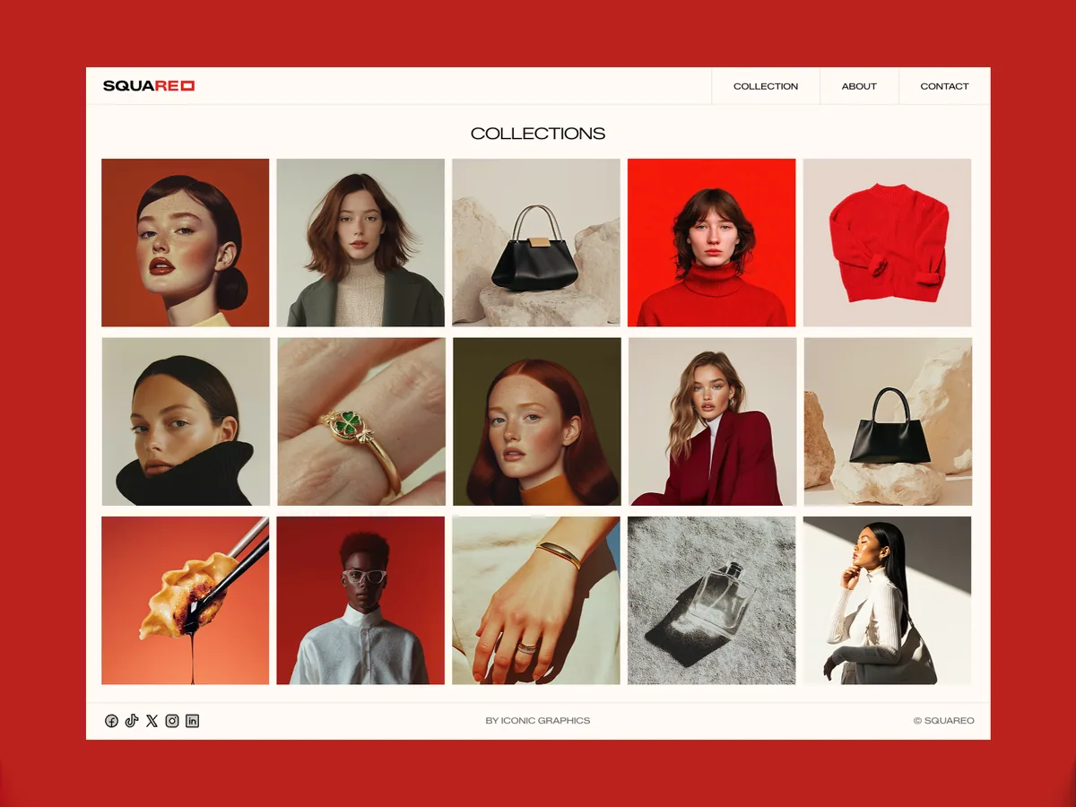 Squareo Look Book — Moda ve Giyim Framer örneği