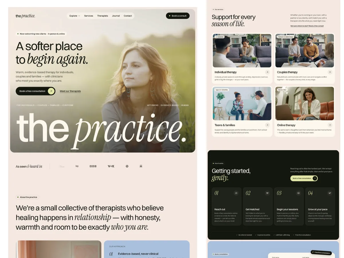 the practice — Psikolog ve Terapi Framer örneği