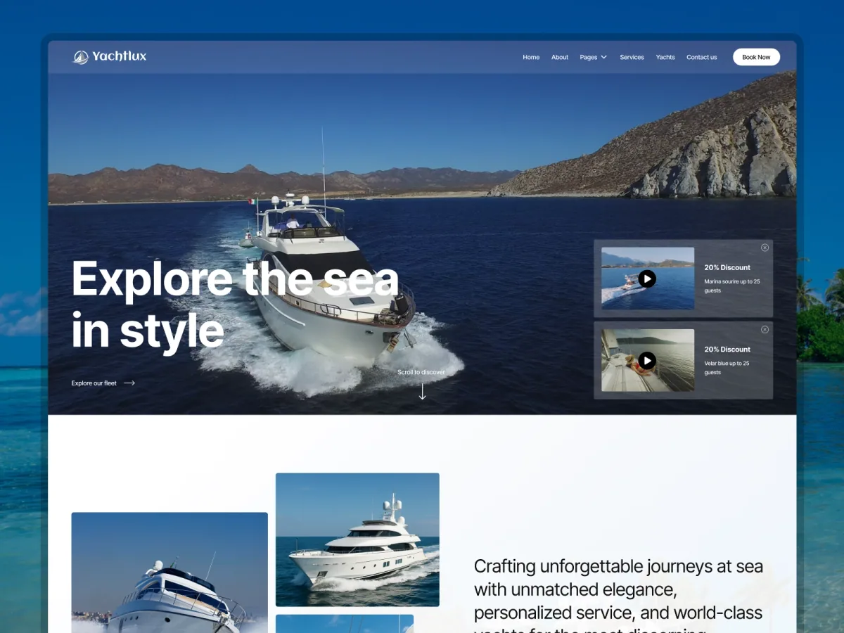 Yachtlux — Yat ve Tekne Kiralama Framer örneği