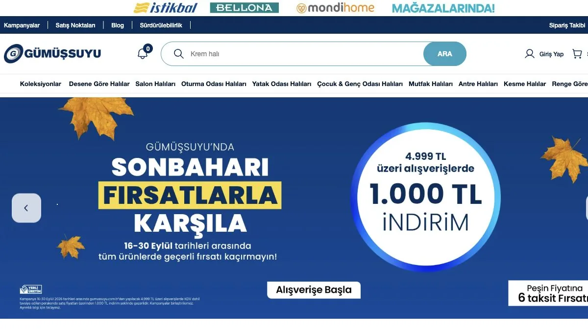 Gümüşsuyu — Ev Tekstili IdeaSoft örneği