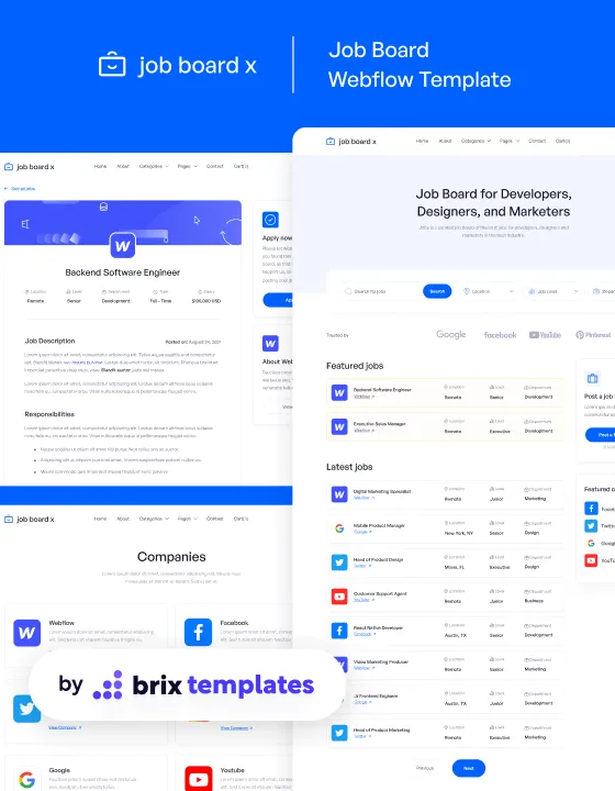 Job Board X — Kurumsal Webflow örneği