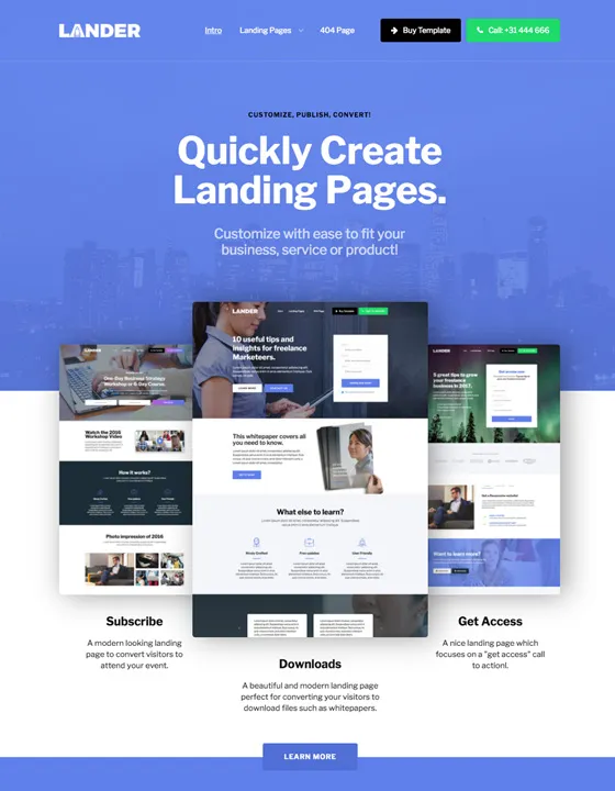 Lander — Landing Page Webflow örneği