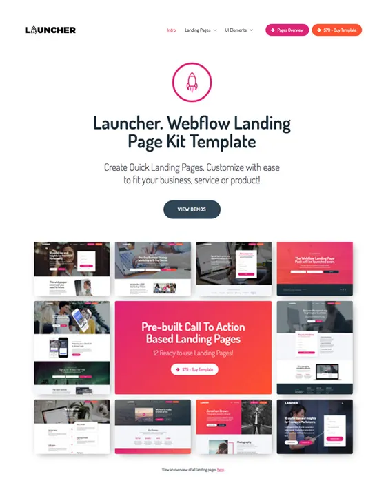 Launcher — Landing Page Webflow örneği