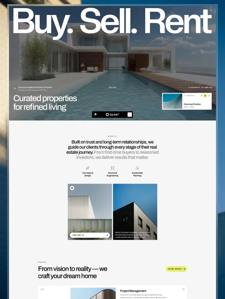 Livin-Studio — Emlak Webflow örneği