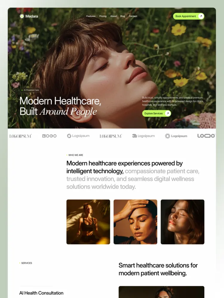 Medara — Sağlık & Klinik Webflow örneği