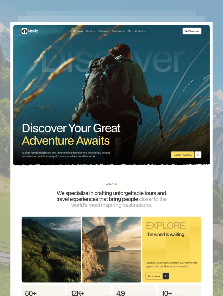 Nevio — Tur & Seyahat Webflow örneği