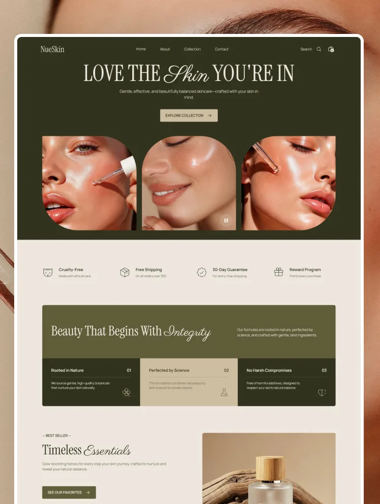 NueSkin — Kozmetik Webflow örneği