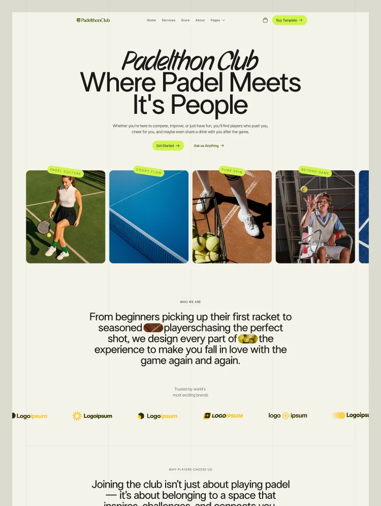 Padelthon — Spor Webflow örneği