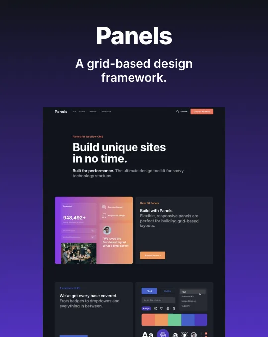 Panels — SaaS Webflow örneği