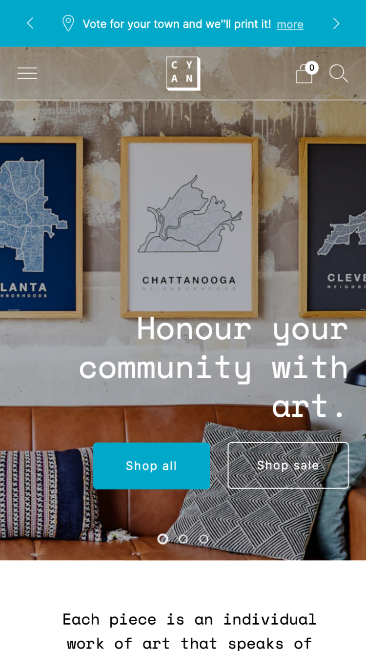 Cyan — Creative — Sanat ve Baskı Shopify örneği