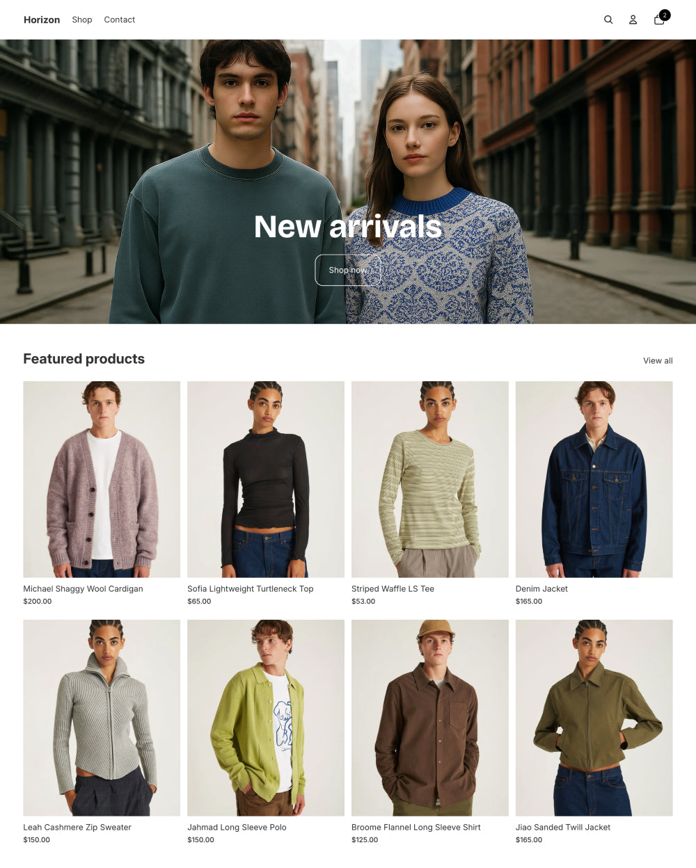 Horizon — Moda ve Giyim Shopify örneği
