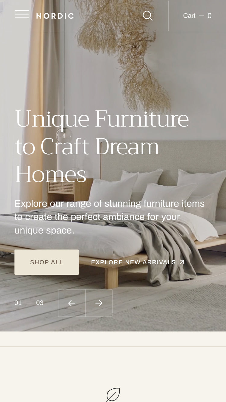 Nordic — Mobilya ve Ev Eşyaları Shopify örneği