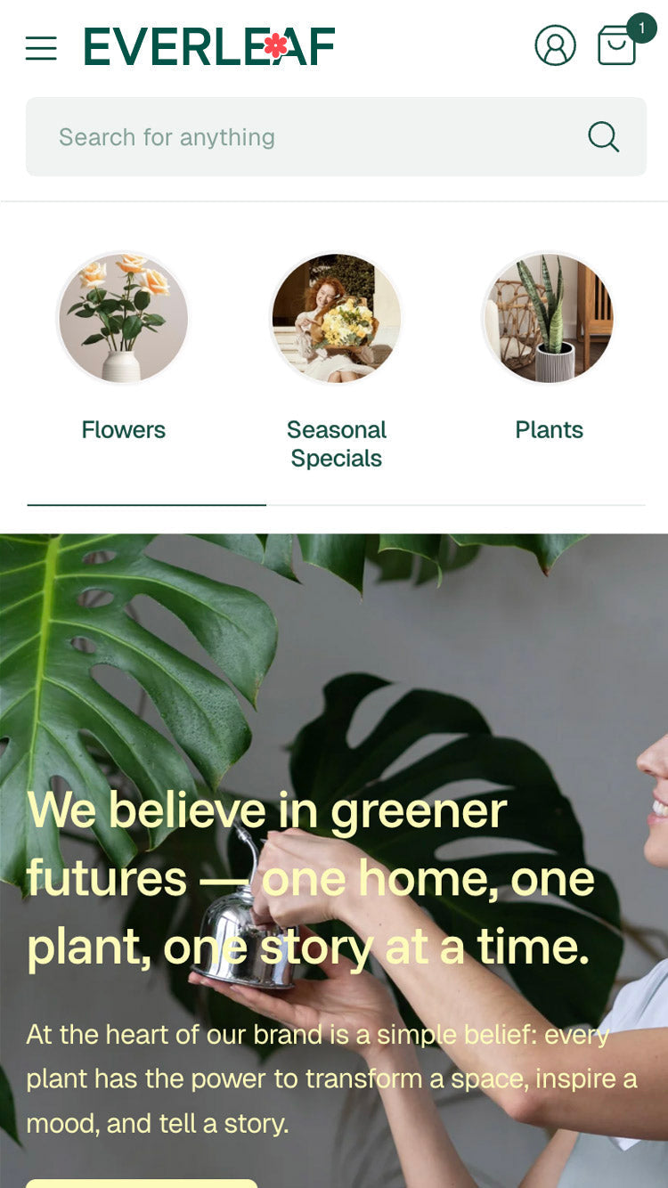 Everleaf — Pinnacle — Çiçekçi Shopify örneği