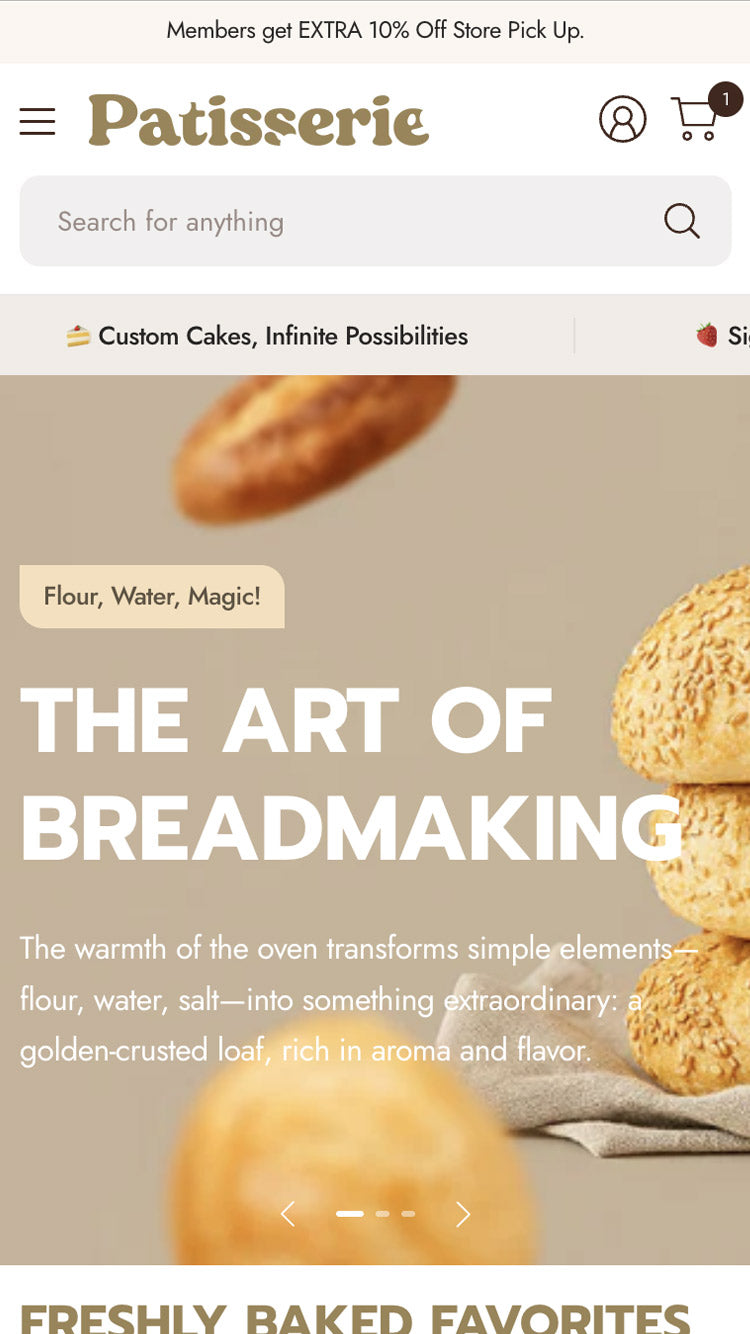 Patissiere — Pinnacle — Yemek ve Gıda Shopify örneği