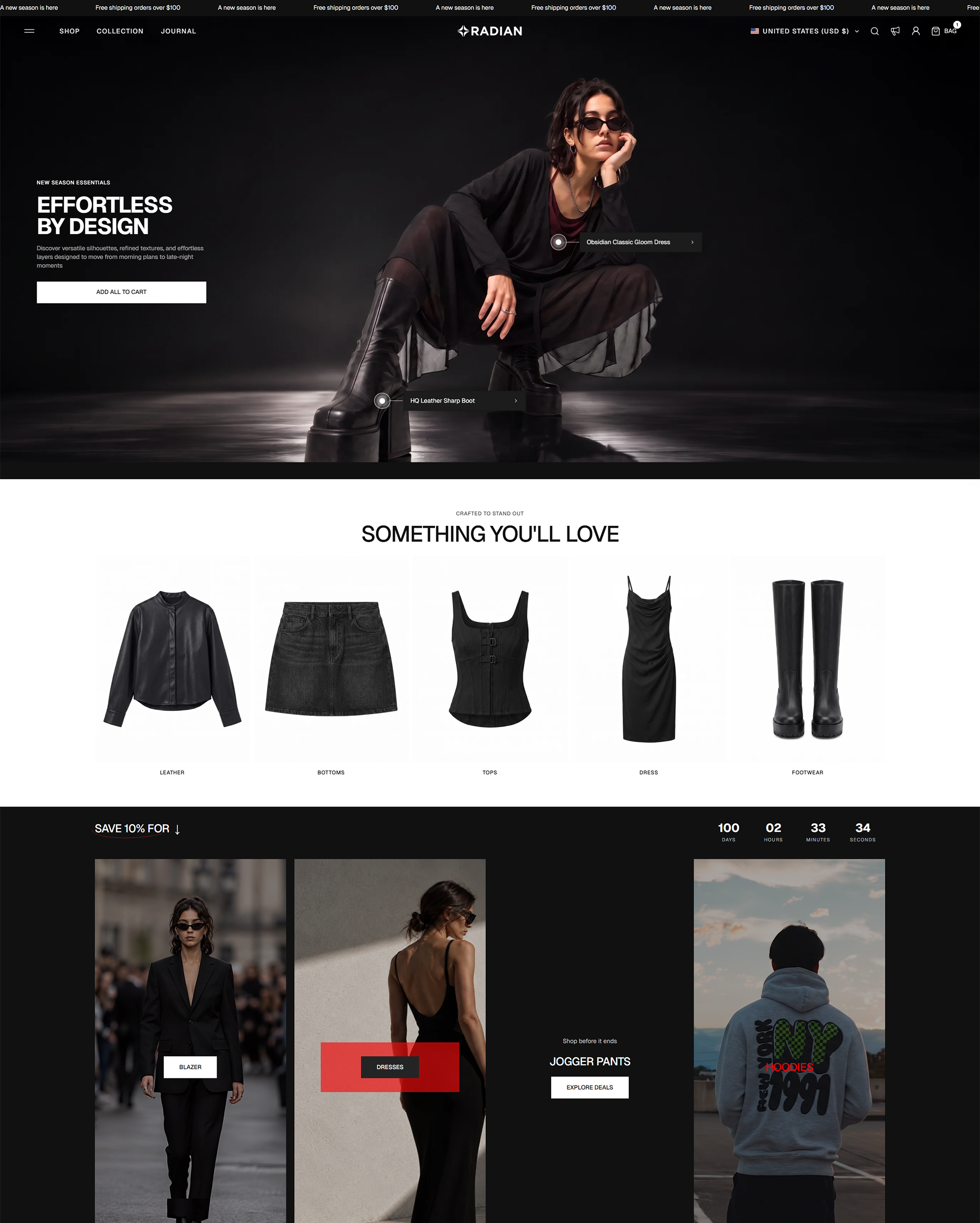 Radian — Moda ve Giyim Shopify örneği