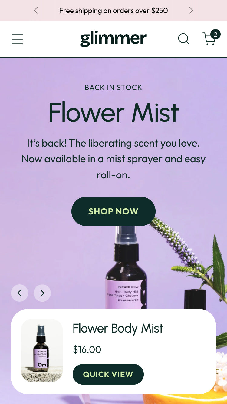 Glimmer — Stiletto — Kozmetik Shopify örneği