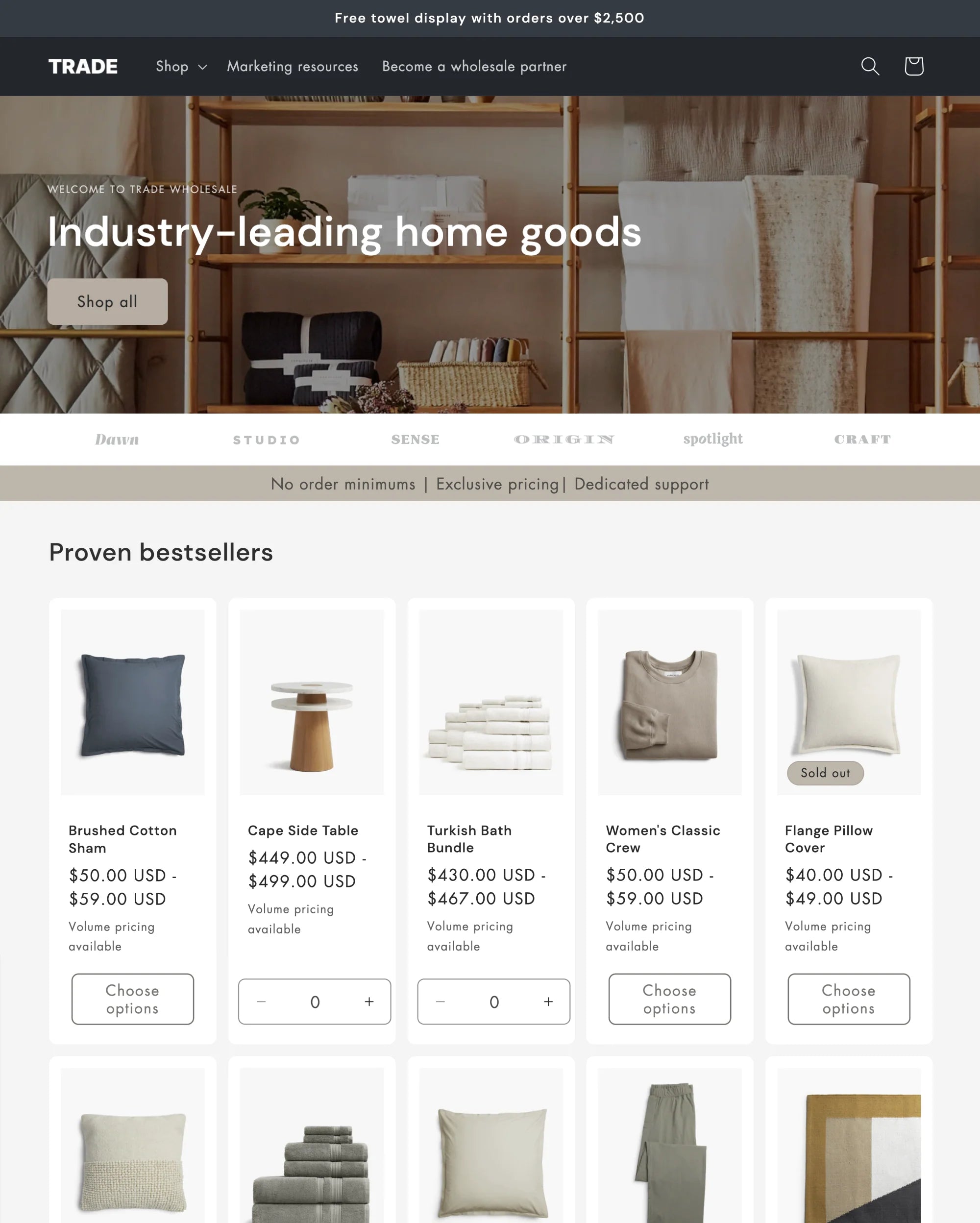 Trade — Mobilya ve Ev Eşyaları Shopify örneği
