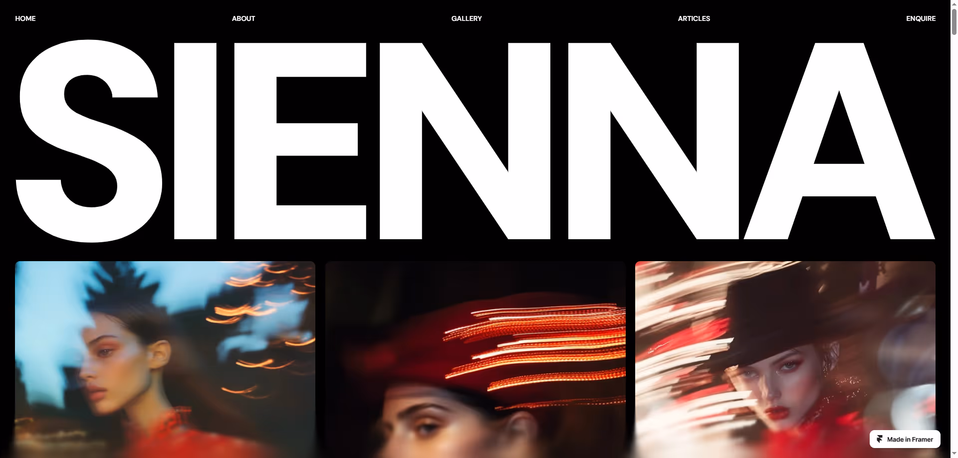 Siennaa — Framer tasarım önizlemesi