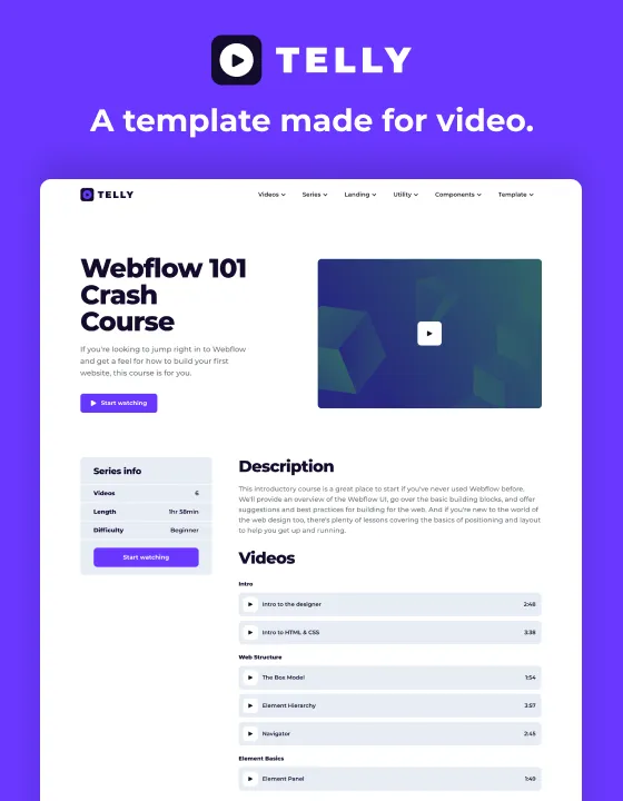 Telly — Blog Webflow örneği