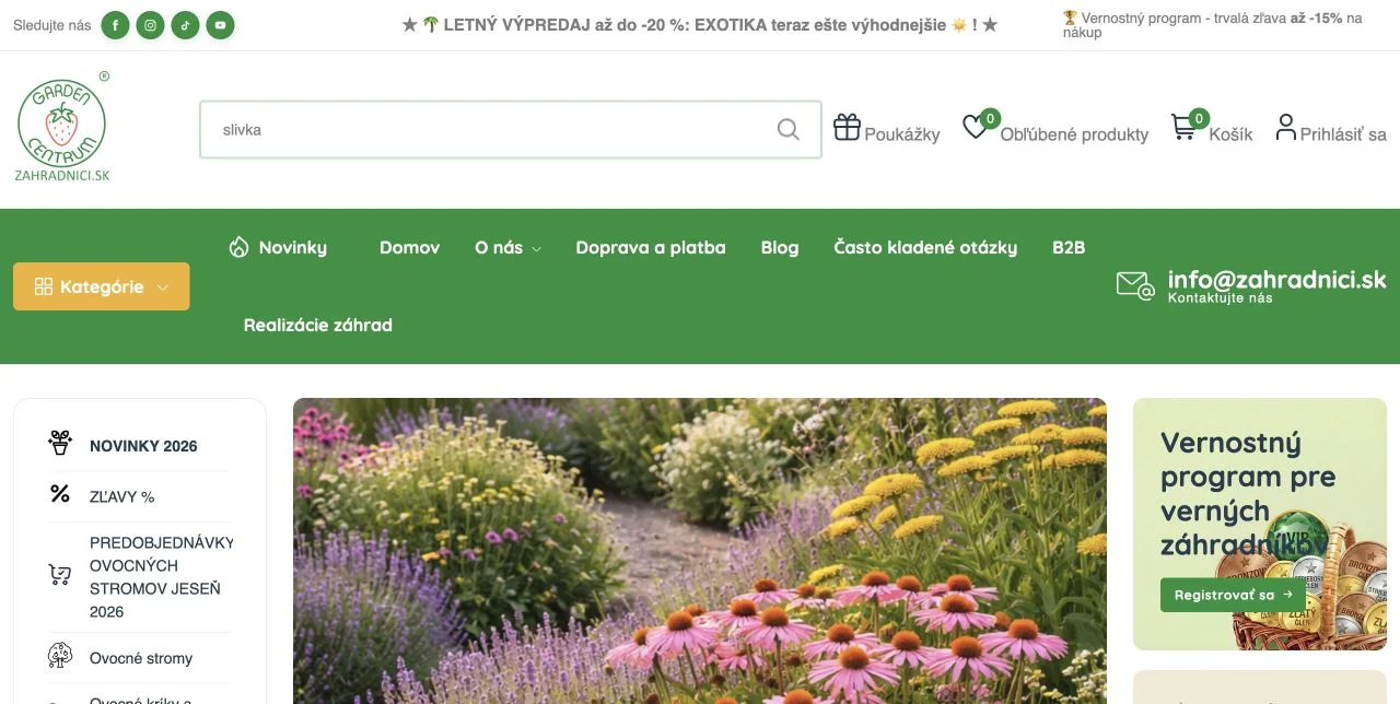 Záhradníci.sk — Tarım OpenCart örneği