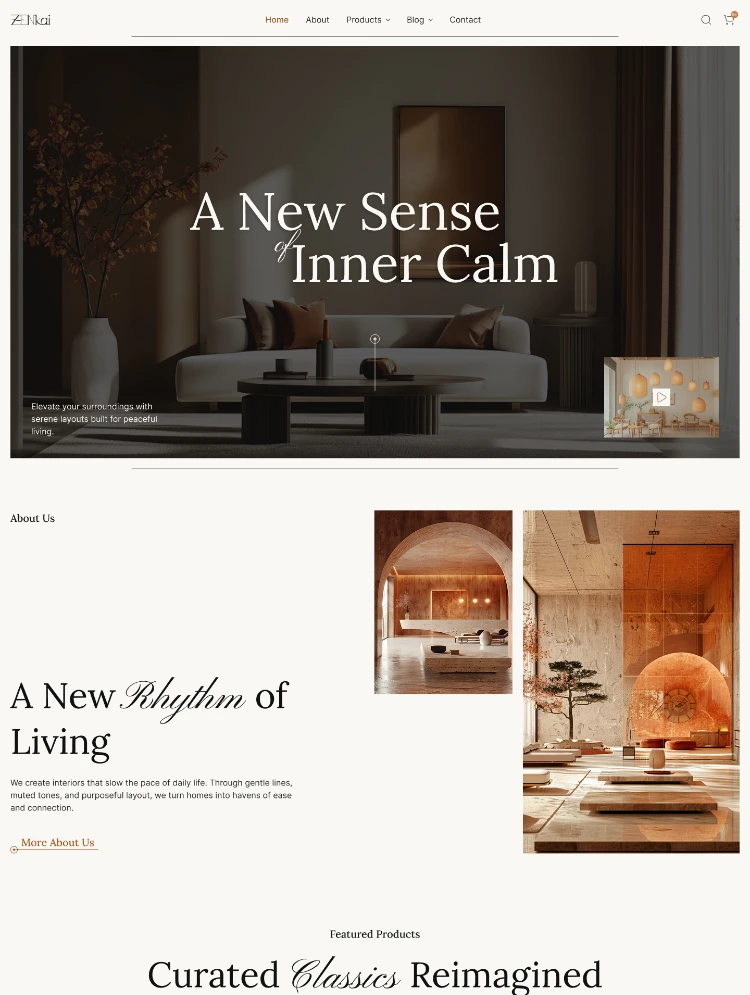 Zenkai — Mobilya & Dekorasyon Webflow örneği