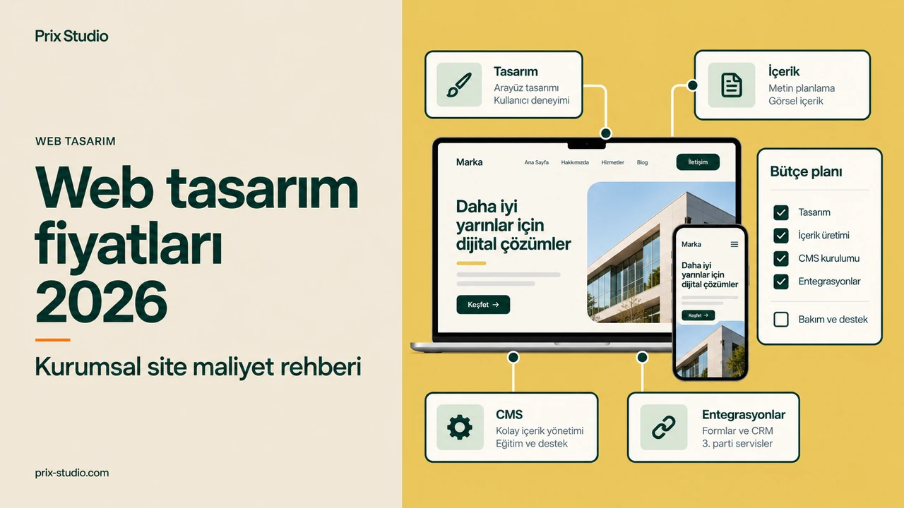 Web tasarım fiyatları 2026 — Kurumsal site maliyet rehberi