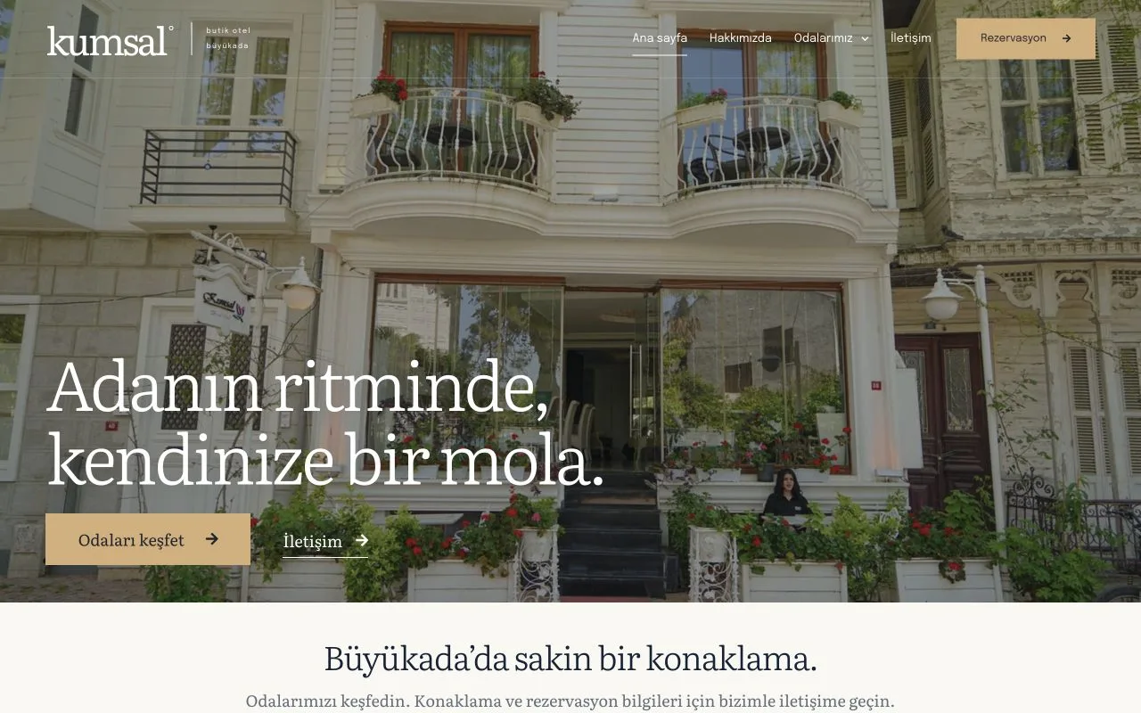 Büyükada Kumsal Butik Otel — website preview