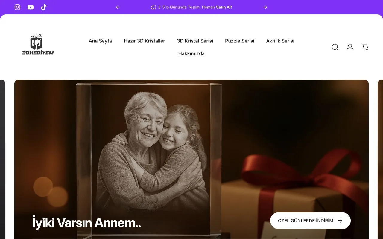 3D Hediyem — web sitesi önizlemesi