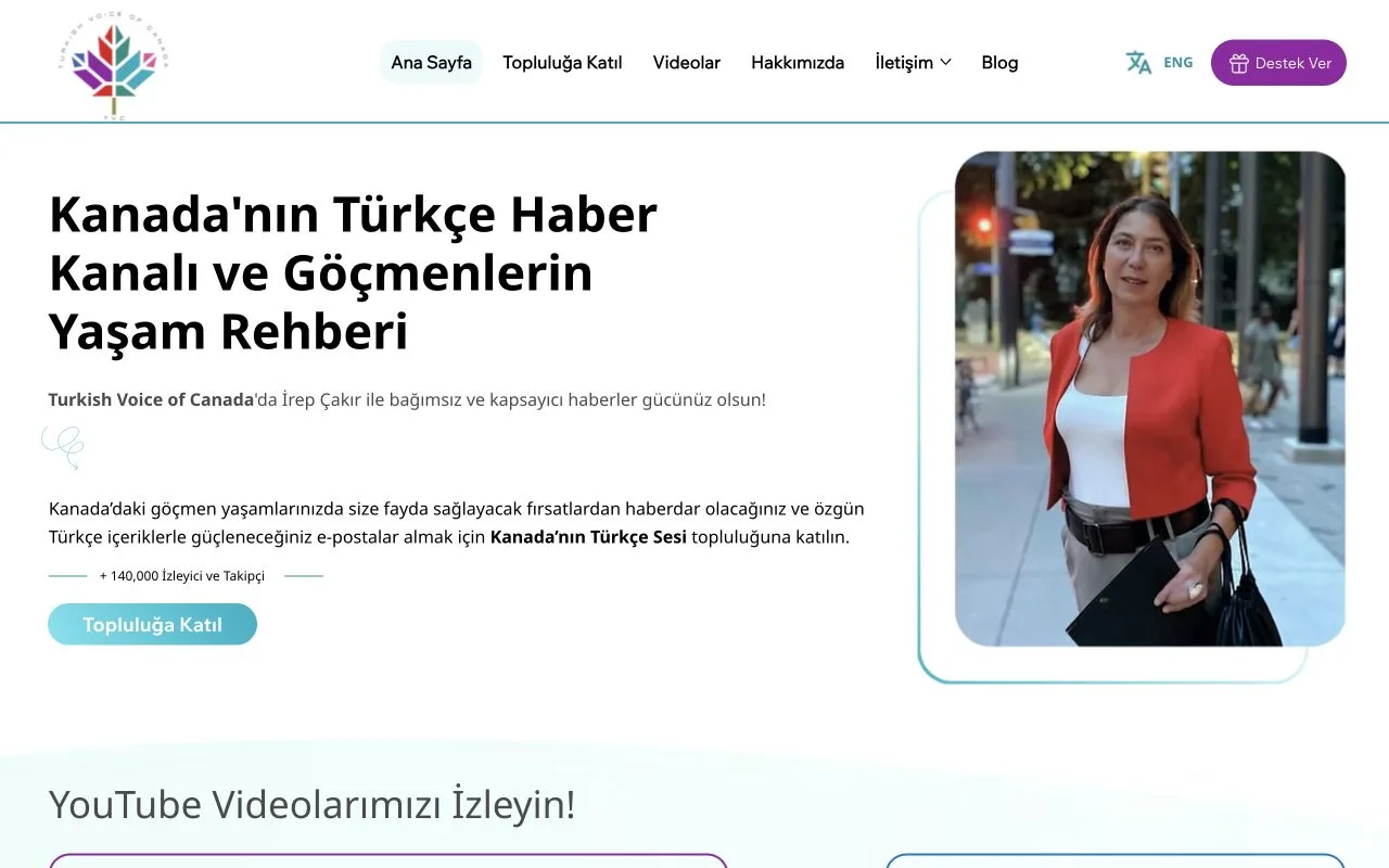 Turkish Voice of Canada — website preview