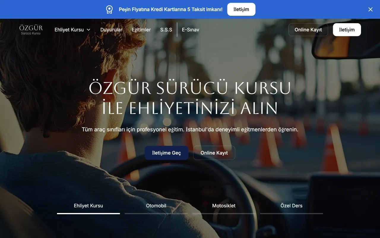Özgür Sürücü Kursu — web sitesi önizlemesi