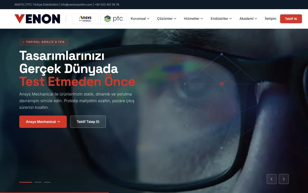 Venon Yazılım — web sitesi önizlemesi
