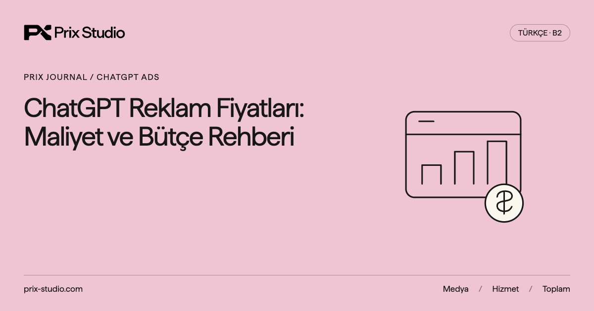ChatGPT Reklam Fiyatları: Maliyet ve Bütçe Rehberi: bütçe grafiği ve para simgesi içeren Prix kapak tasarımı.