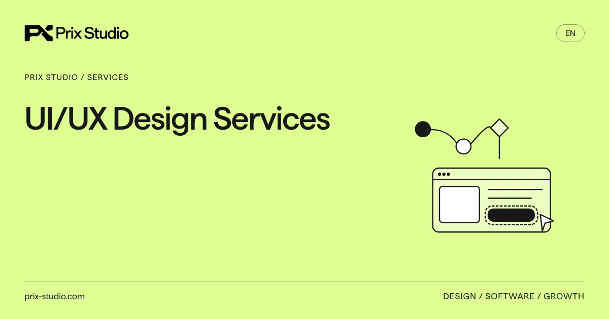 UI/UX Design Services. Conceptual topic diagram; no actual client or project result is depicted.