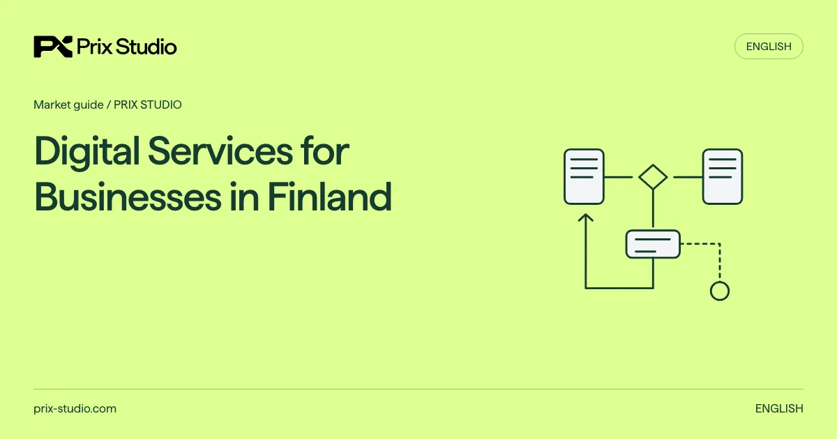 Digital Services for Businesses in Finland. Conceptual diagram of public notices private maintenance and authority.