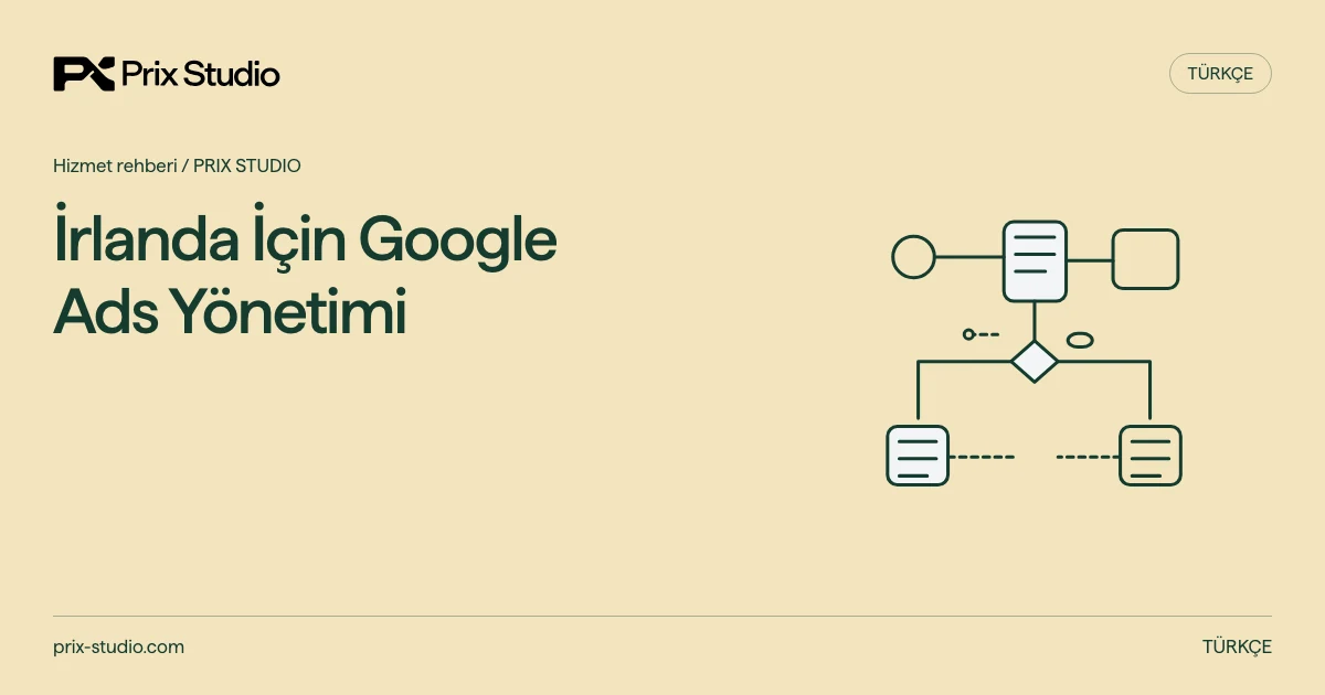 İrlanda İçin Google Ads Yönetimi — kaynak görevi, yetki ve inceleme akışının kavramsal diyagramı.