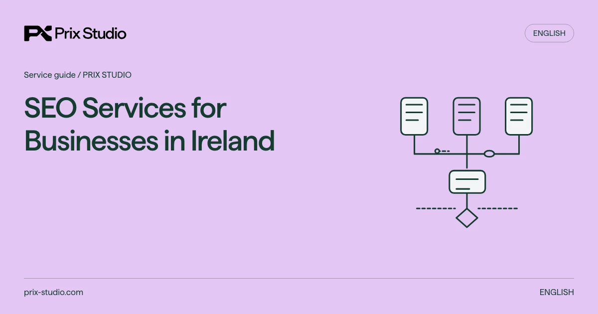 SEO Services for Businesses in Ireland — conceptual source task, authority and review-flow diagram.