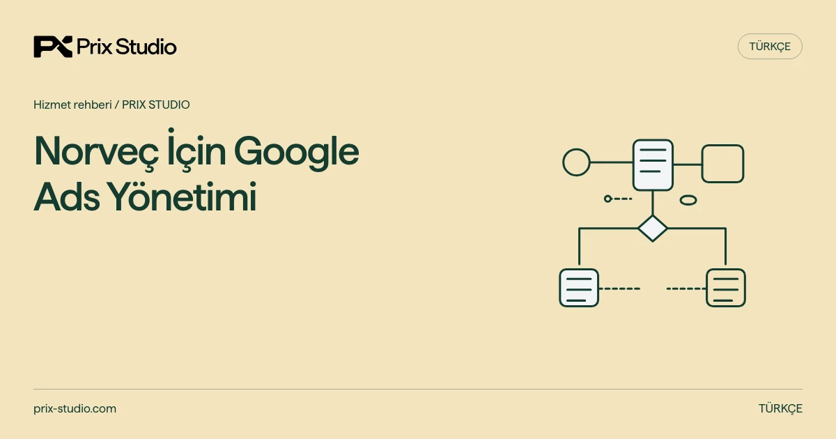 Norveç İçin Google Ads Yönetimi — kaynak görevi, yetki ve inceleme akışının kavramsal diyagramı.