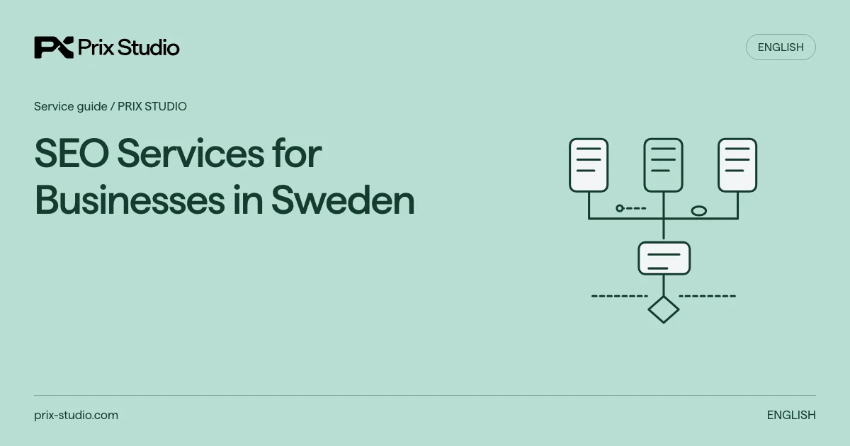 SEO Services for Businesses in Sweden — conceptual source task, authority and review-flow diagram.